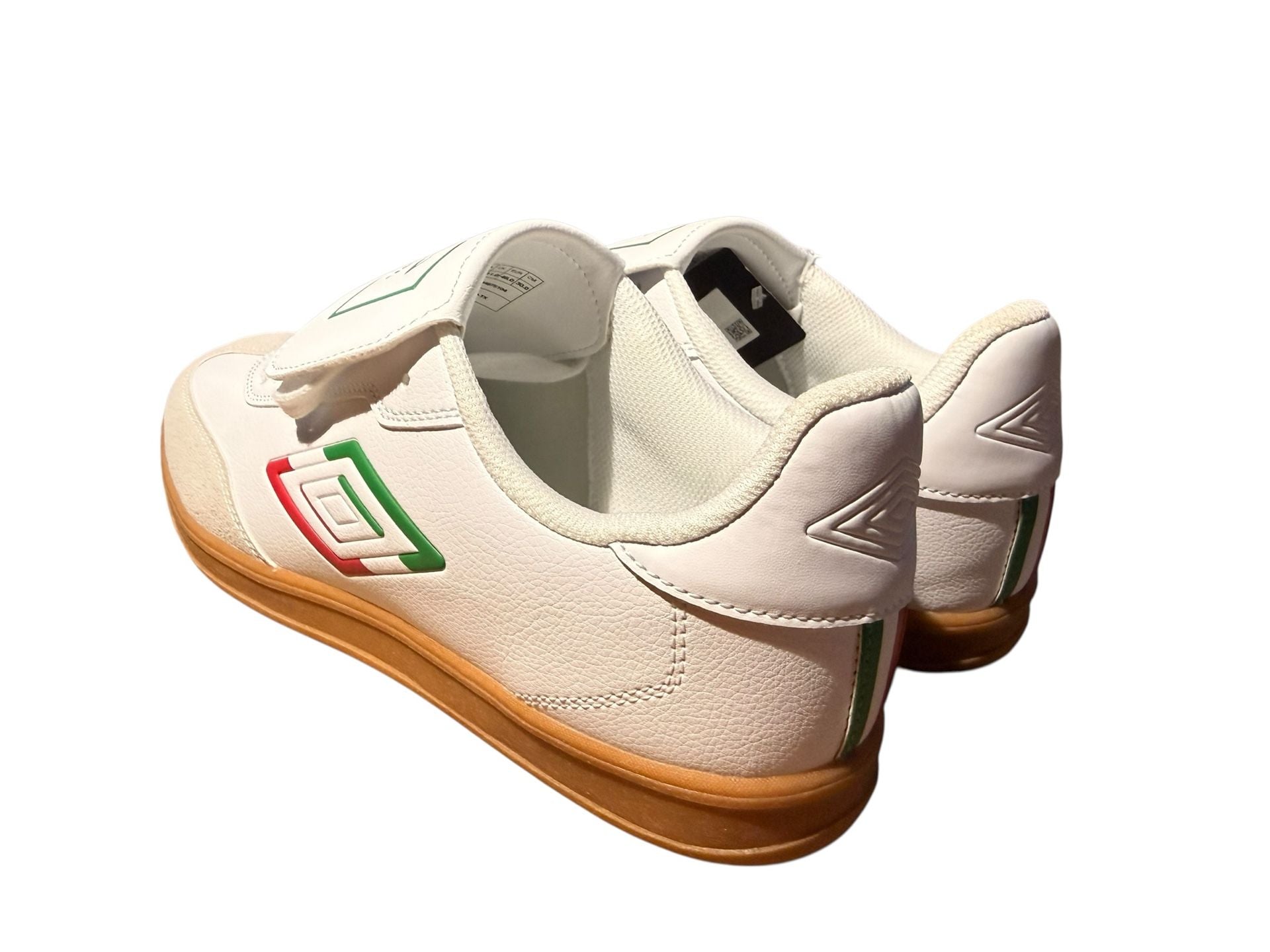 UMBRO-TX Men's White Green Red Gum Sole Indoor Soccer Sneakers Size 12 10