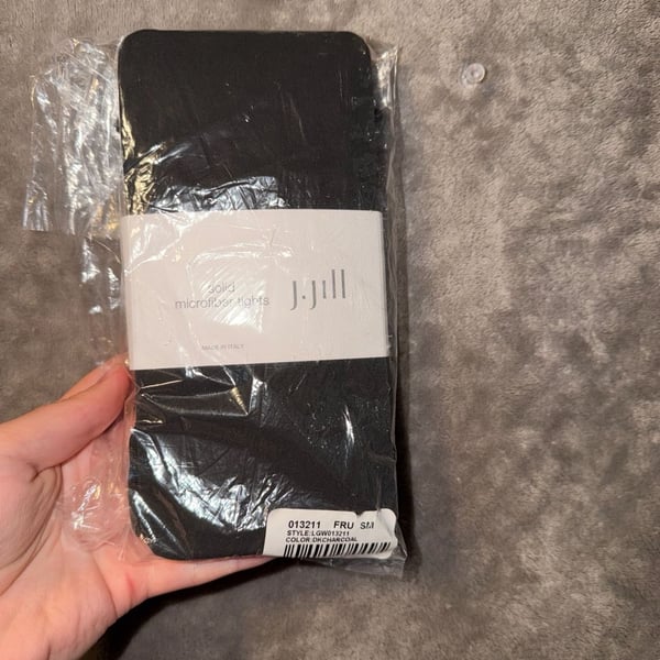 J.Jill Solid Microfiber Tights Dark Charcoal S/M New