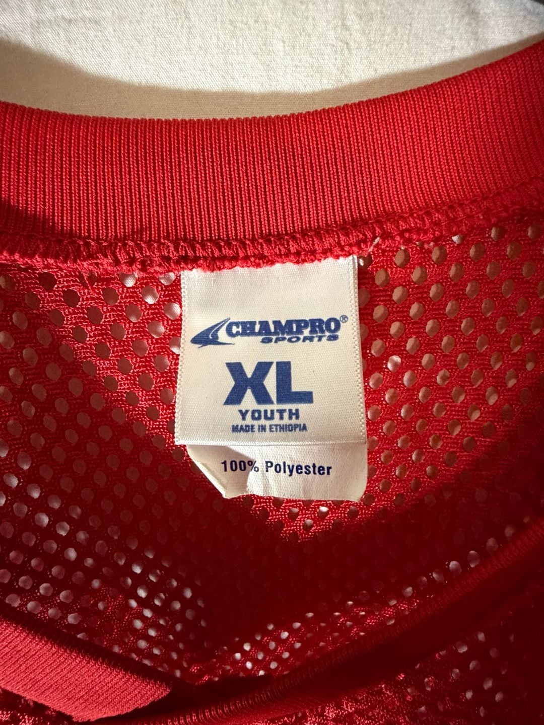 Champro Sports Youth XL Red Mesh Football Practice Jersey T-Shirt 100% Polyester 3