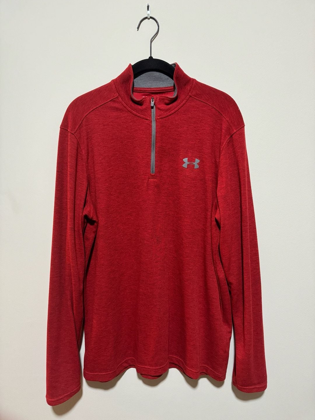 Under Armour ColdGear Loose Fit 1/4 Zip Pullover Red Heather Medium 2