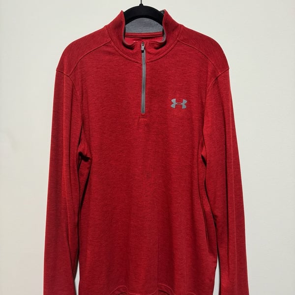 Under Armour ColdGear Loose Fit 1/4 Zip Pullover Red Heather Medium