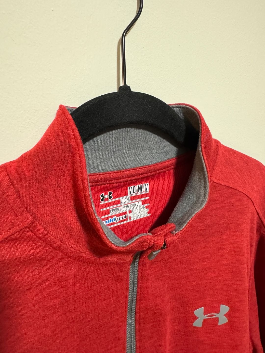 Under Armour ColdGear Loose Fit 1/4 Zip Pullover Red Heather Medium 5