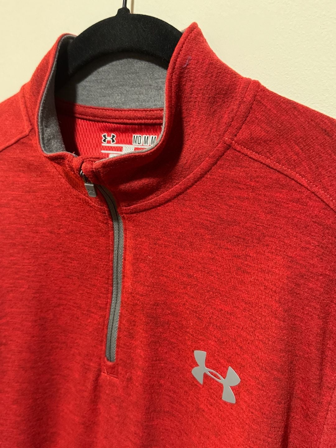 Under Armour ColdGear Loose Fit 1/4 Zip Pullover Red Heather Medium 6