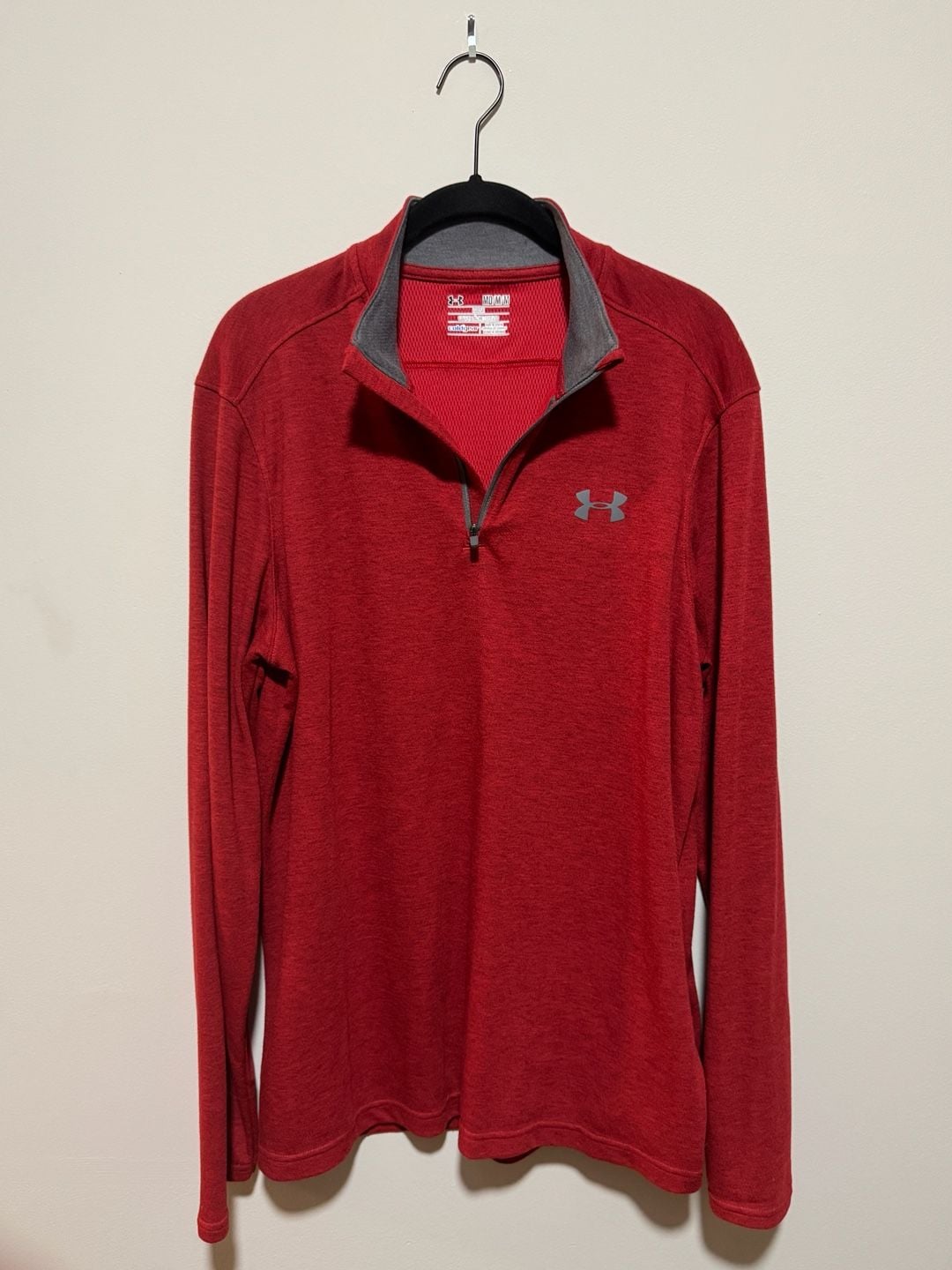 Under Armour ColdGear Loose Fit 1/4 Zip Pullover Red Heather Medium 7