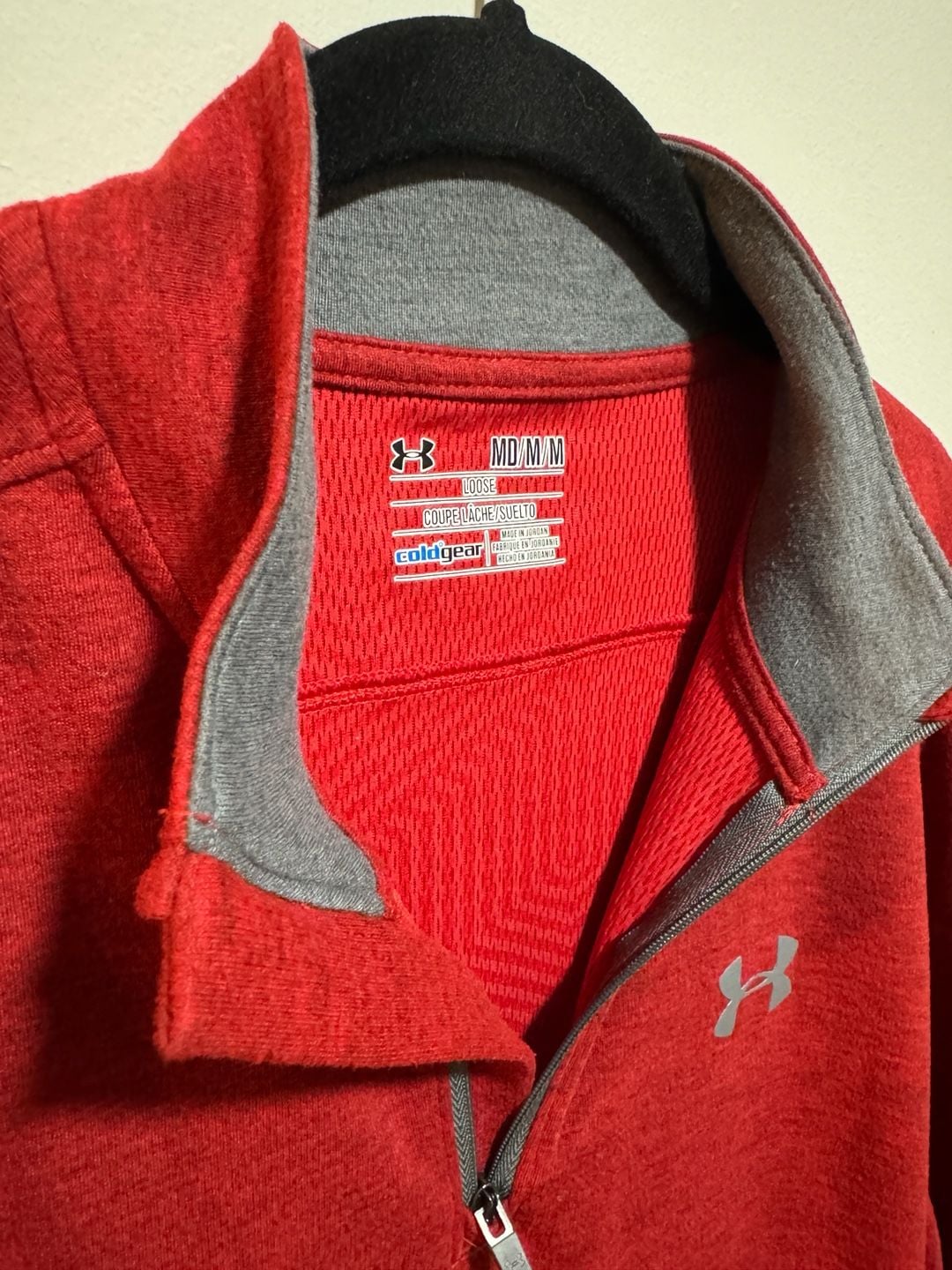 Under Armour ColdGear Loose Fit 1/4 Zip Pullover Red Heather Medium 8