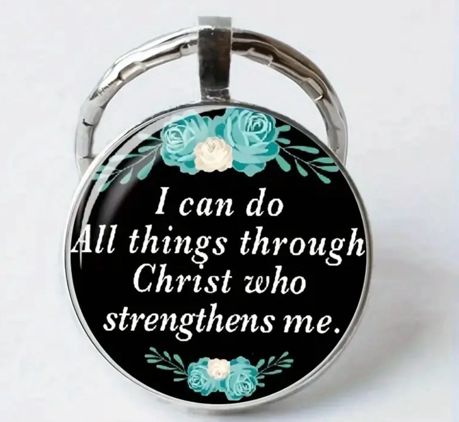 I Can Do All Things Through Christ Who Strengthens Me Glass Cabochon Keychain 4
