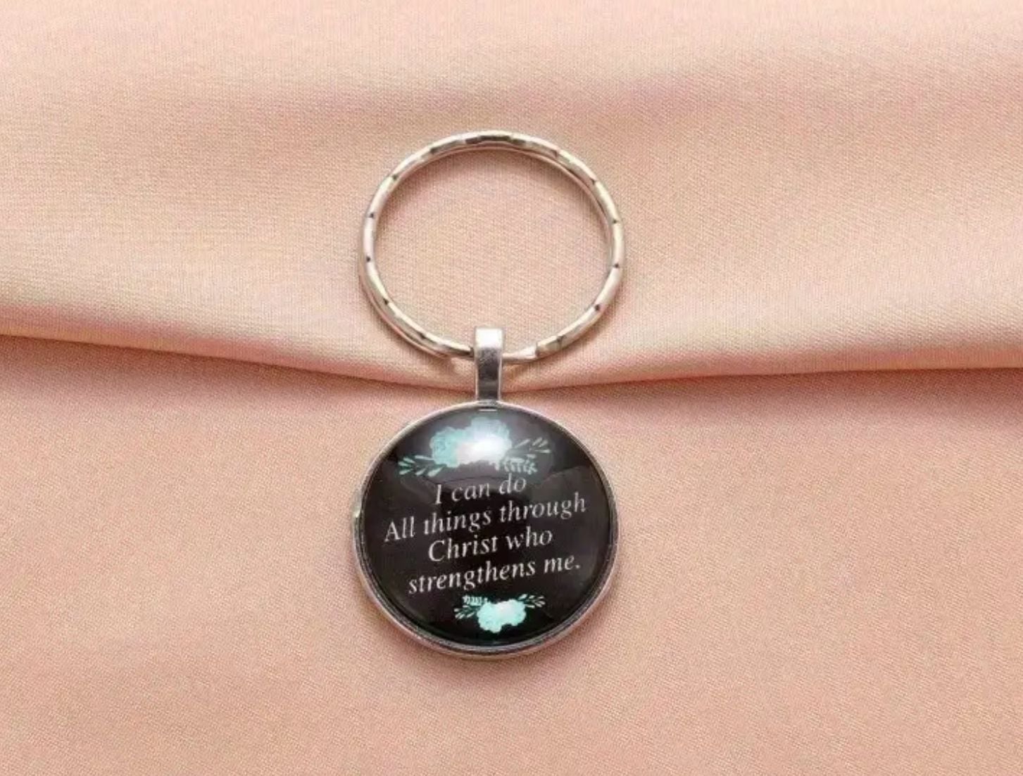 I Can Do All Things Through Christ Who Strengthens Me Glass Cabochon Keychain 2