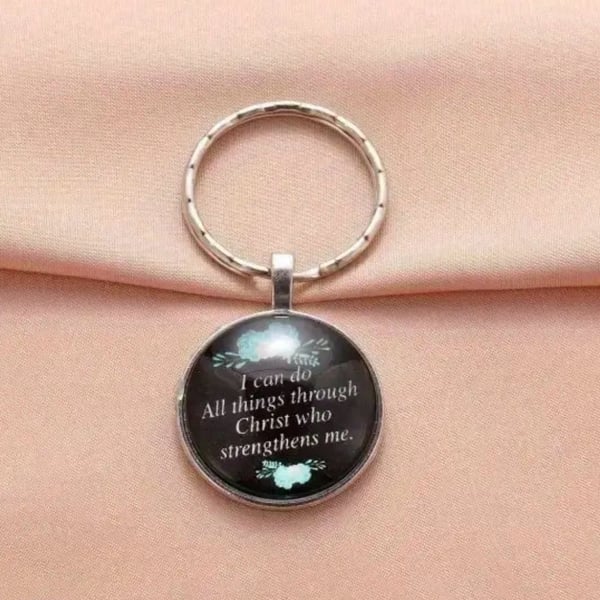 I Can Do All Things Through Christ Who Strengthens Me Glass Cabochon Keychain