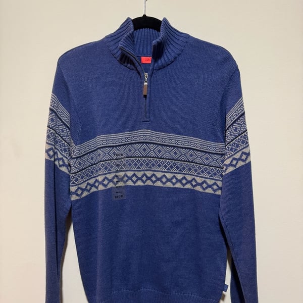 Men's IZOD Fairisle Quarter-Zip Sweater Blue Luxury Sport