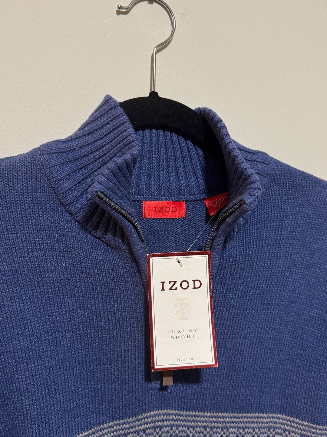 Men's IZOD Fairisle Quarter-Zip Sweater Blue Luxury Sport 7