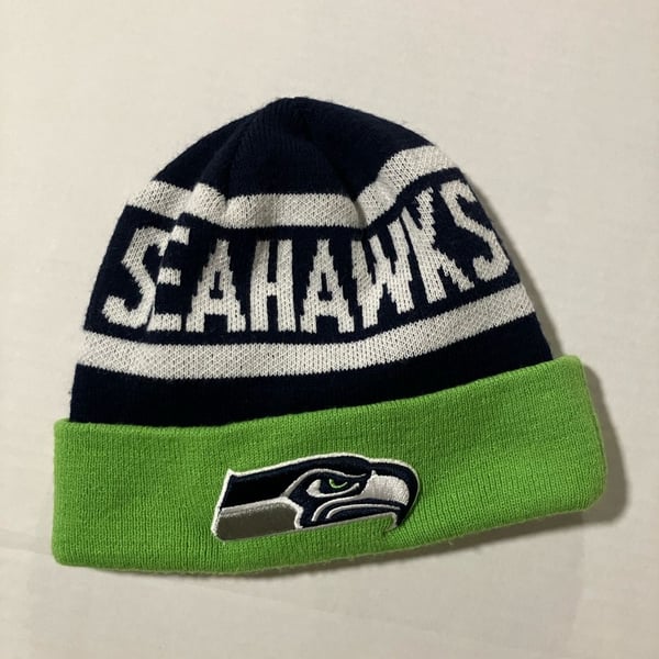 Seattle Seahawks New Era NFL Cuffed Knit Hat - Navy/Neon Green