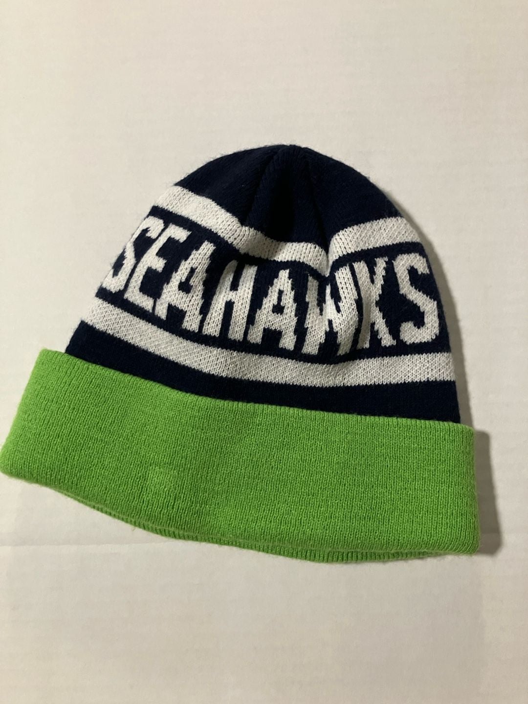 Seattle Seahawks New Era NFL Cuffed Knit Hat - Navy/Neon Green 3