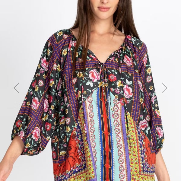 Johnny Was Lookout electra tunic Blouse 100% silk