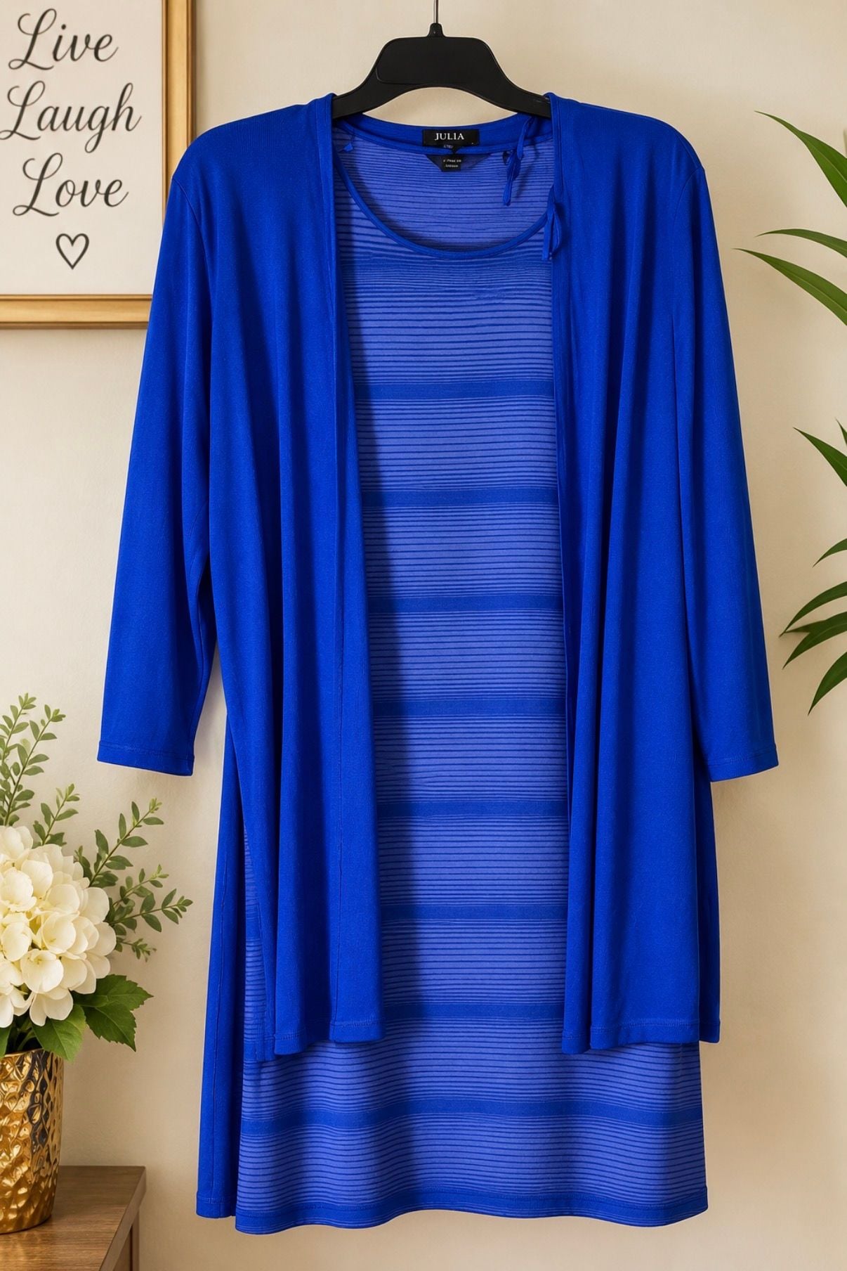 JULIA by love T Blue Stripe 2-Piece Dress and Cardigan Set Size 3X 1