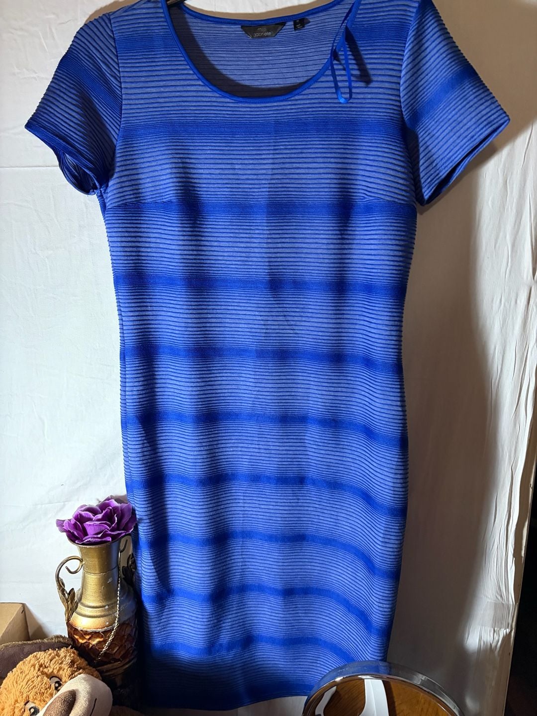 JULIA by love T Blue Stripe 2-Piece Dress and Cardigan Set Size 3X 7
