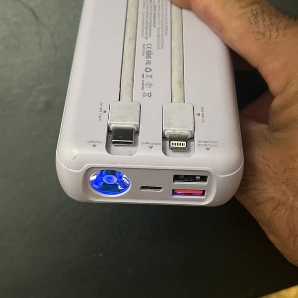 Portable Charger Power Bank 27000mAh 22.5W with Built-In Cables and Flashlight