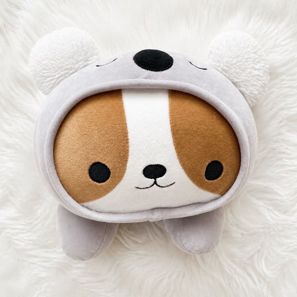 Linzy Toys Smoochy Pals Corgi Dog in Koala Hood Stuffed Animal Plush Toy
