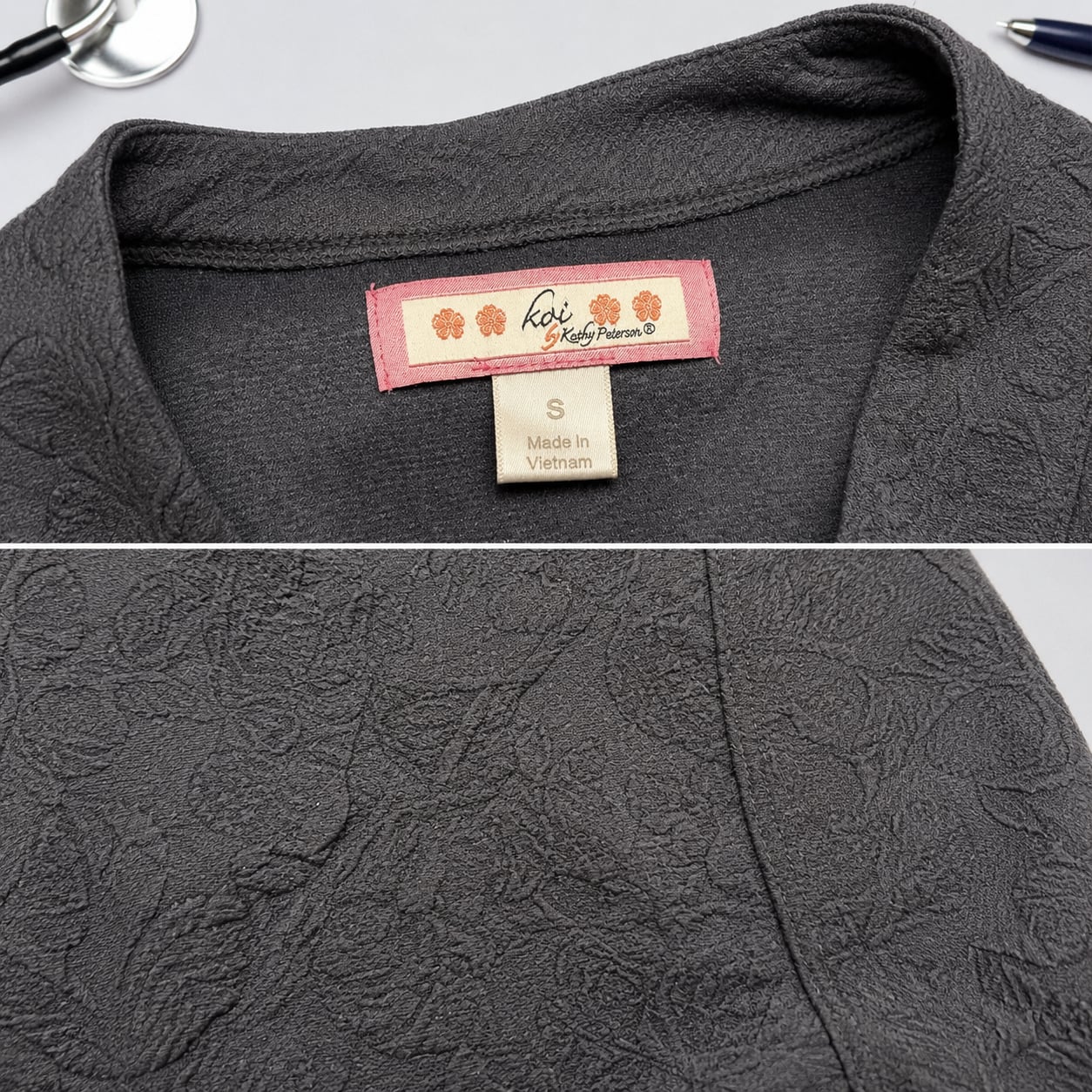 Koi Women's Claire Button Front Knit Scrub Jacket Charcoal Small 5