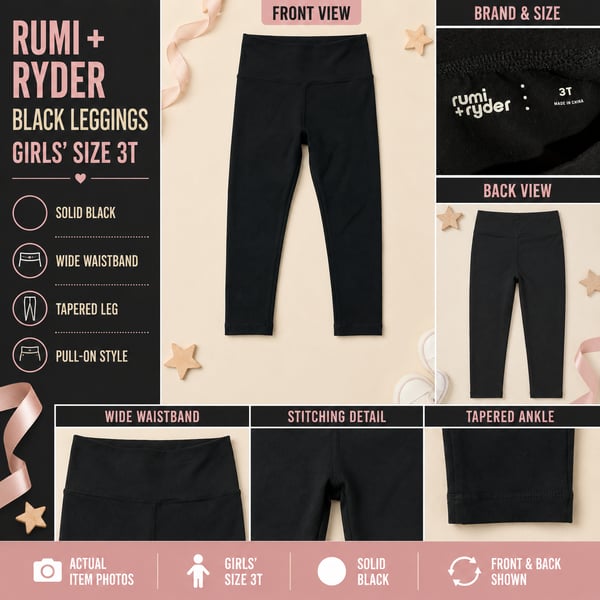 Rumi + Ryder Solid Black Girls Leggings Size 3T