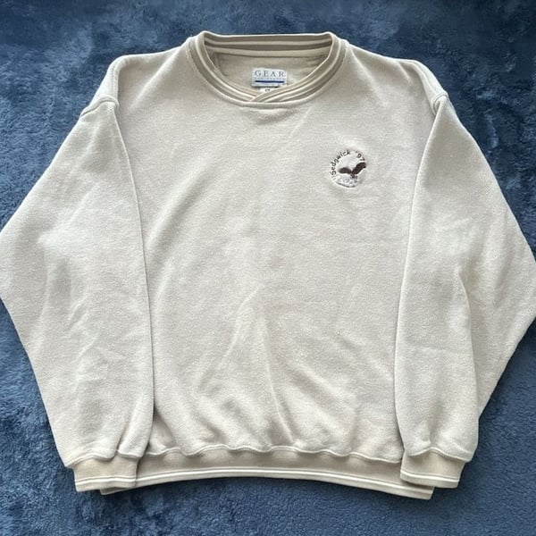 Vintage 90’s Retro Gear For Sports Sedgwick Eagle Embroidered Tan Sweater XL