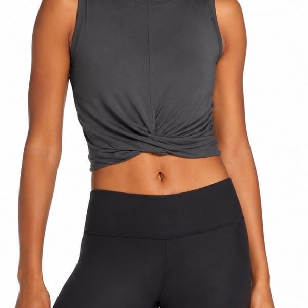 Alo Yoga Cover Twist Front Crop Tank Gray Size Small