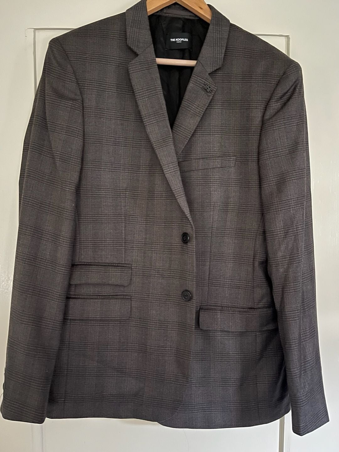 The Kooples Plaid Suit Jacket Gray Size FRENCH 54 2