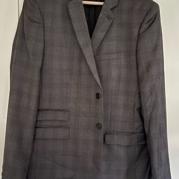 The Kooples Plaid Suit Jacket Gray Size FRENCH 54