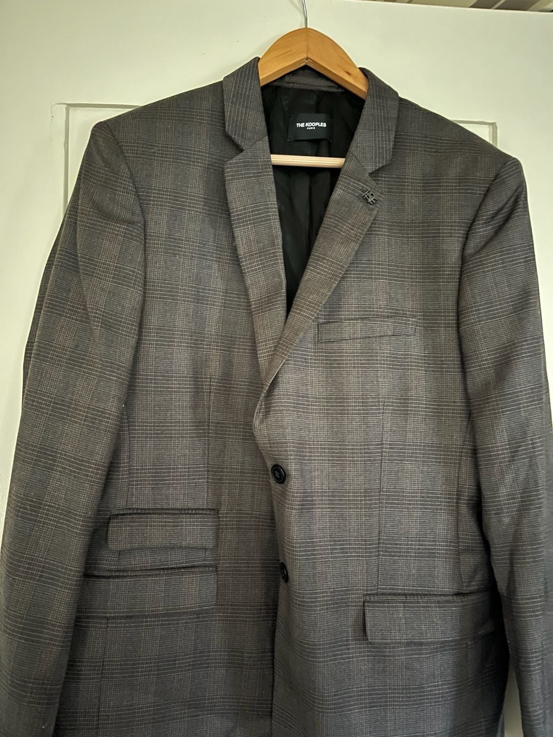 The Kooples Plaid Suit Jacket Gray Size FRENCH 54 3