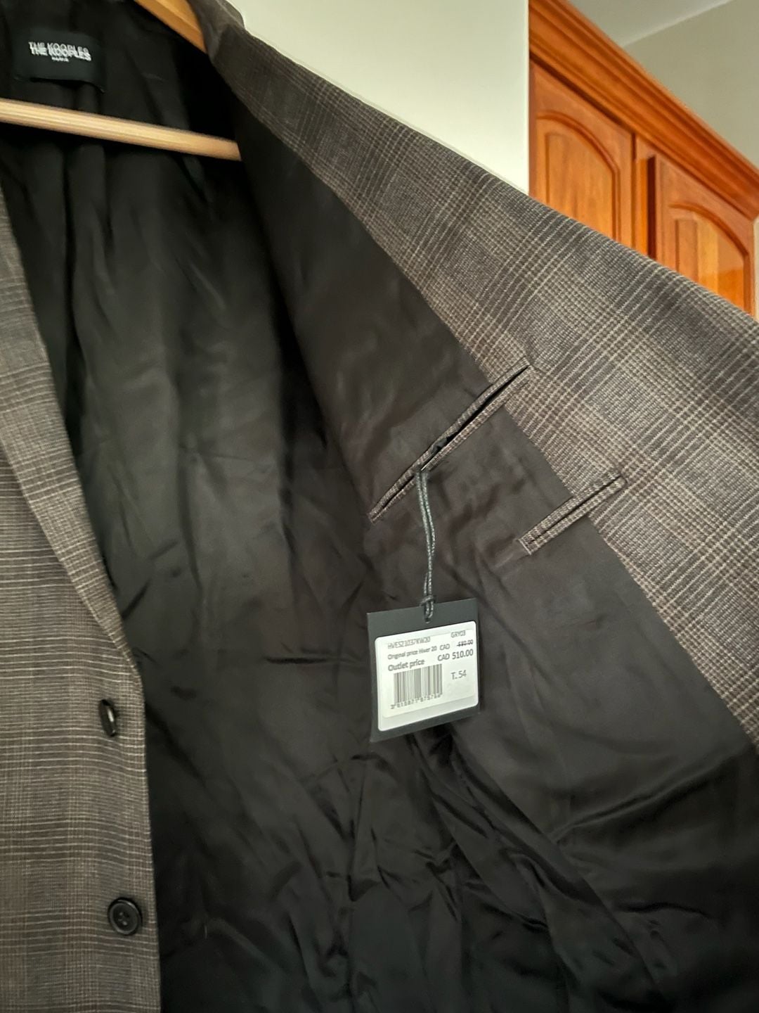 The Kooples Plaid Suit Jacket Gray Size FRENCH 54 8