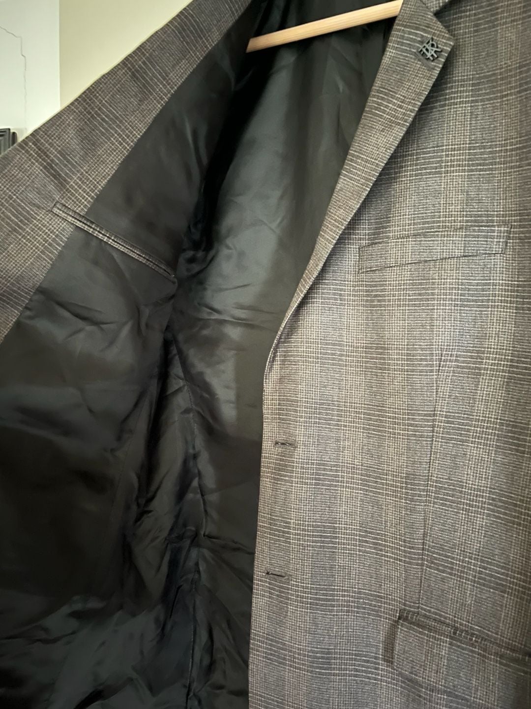 The Kooples Plaid Suit Jacket Gray Size FRENCH 54 9
