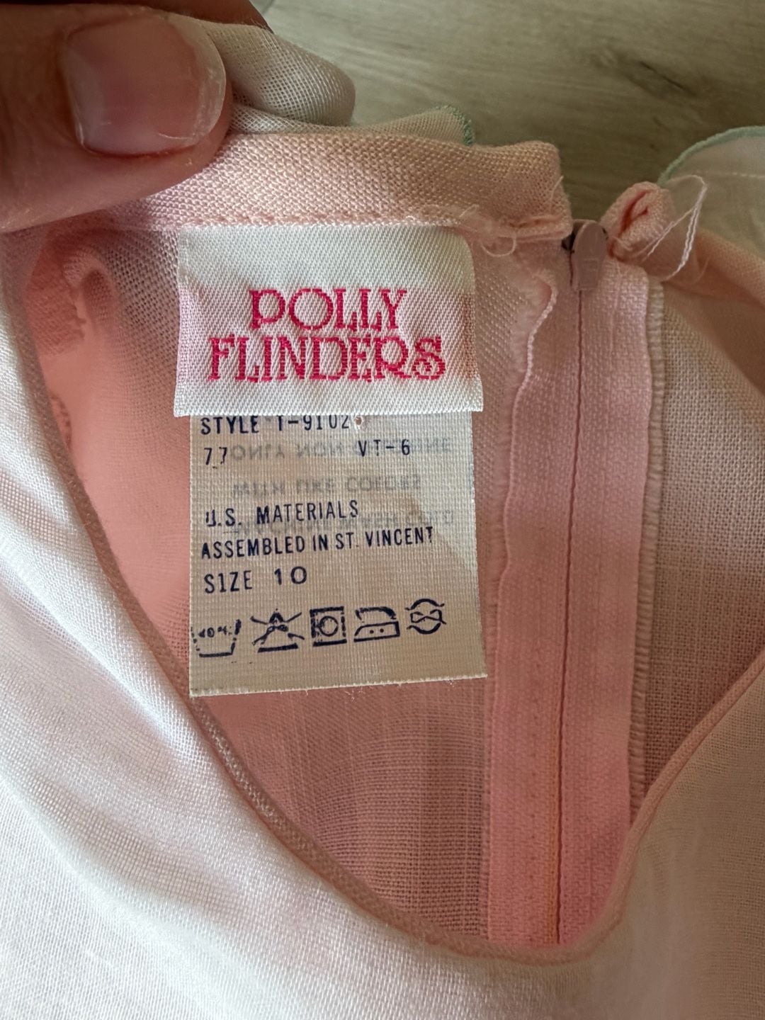 Vintage Polly Flinders Pink Dress With Embroidered Collar Size 10 3