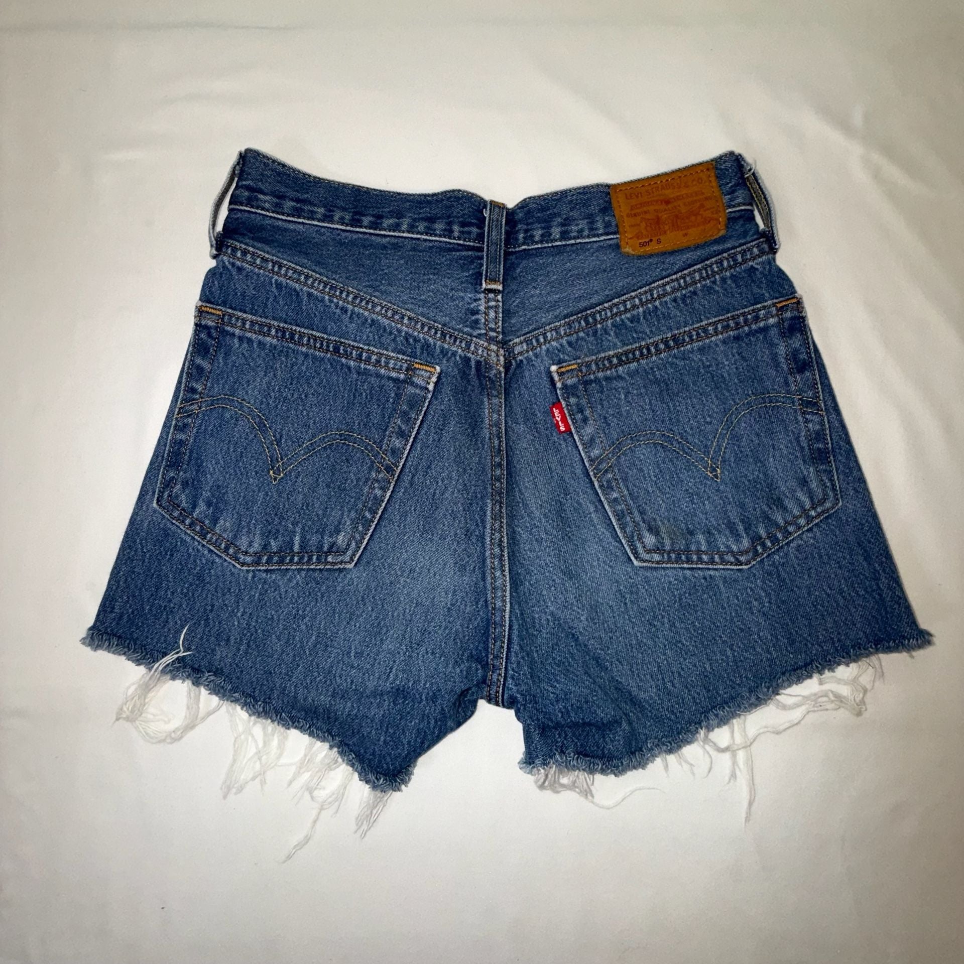 Levi's Premium 501 Skinny Denim Cut-Off Distressed Shorts Blue 24 waist 3