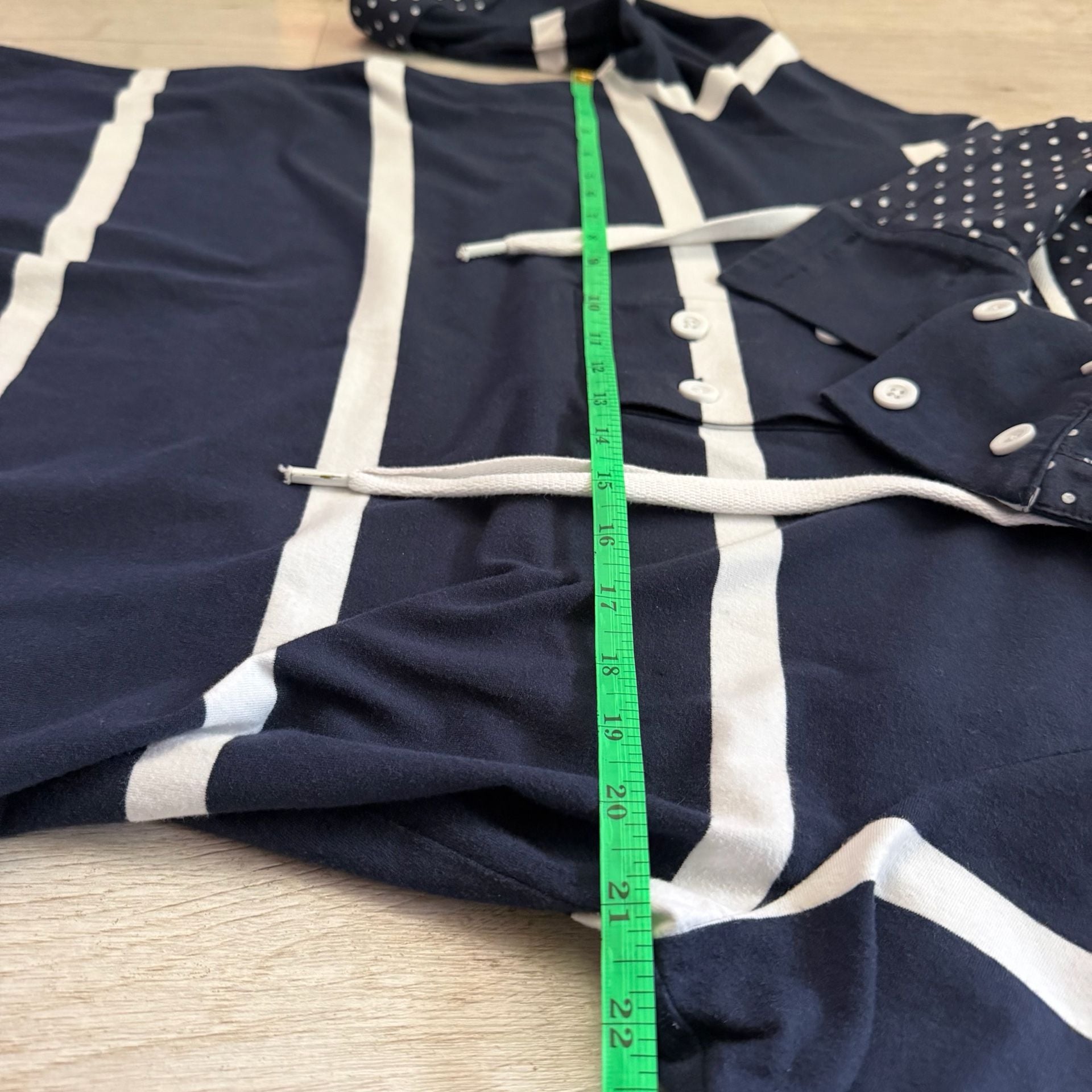 Christopher & Banks Navy Blue White Striped Polka Dot Top 5