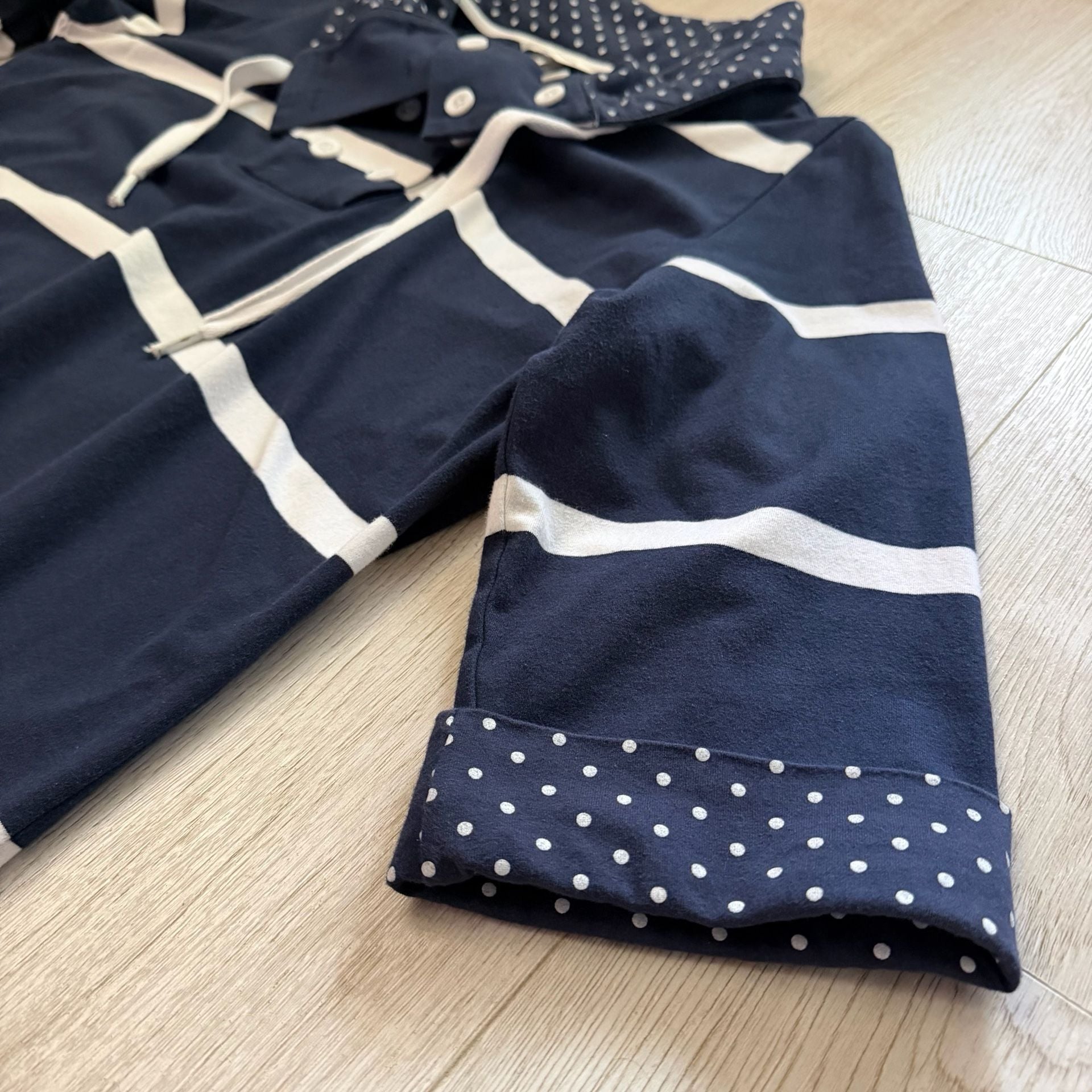 Christopher & Banks Navy Blue White Striped Polka Dot Top 7