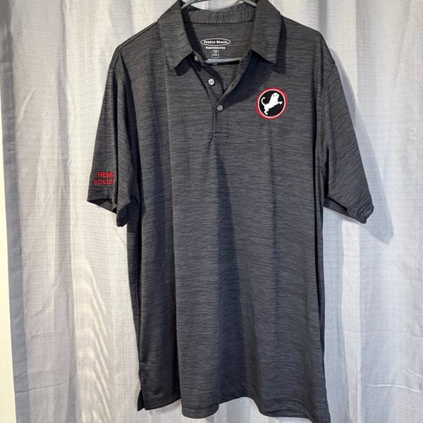 Pebble Beach Performance Heathered Gray Golf Polo Shirt Size L 