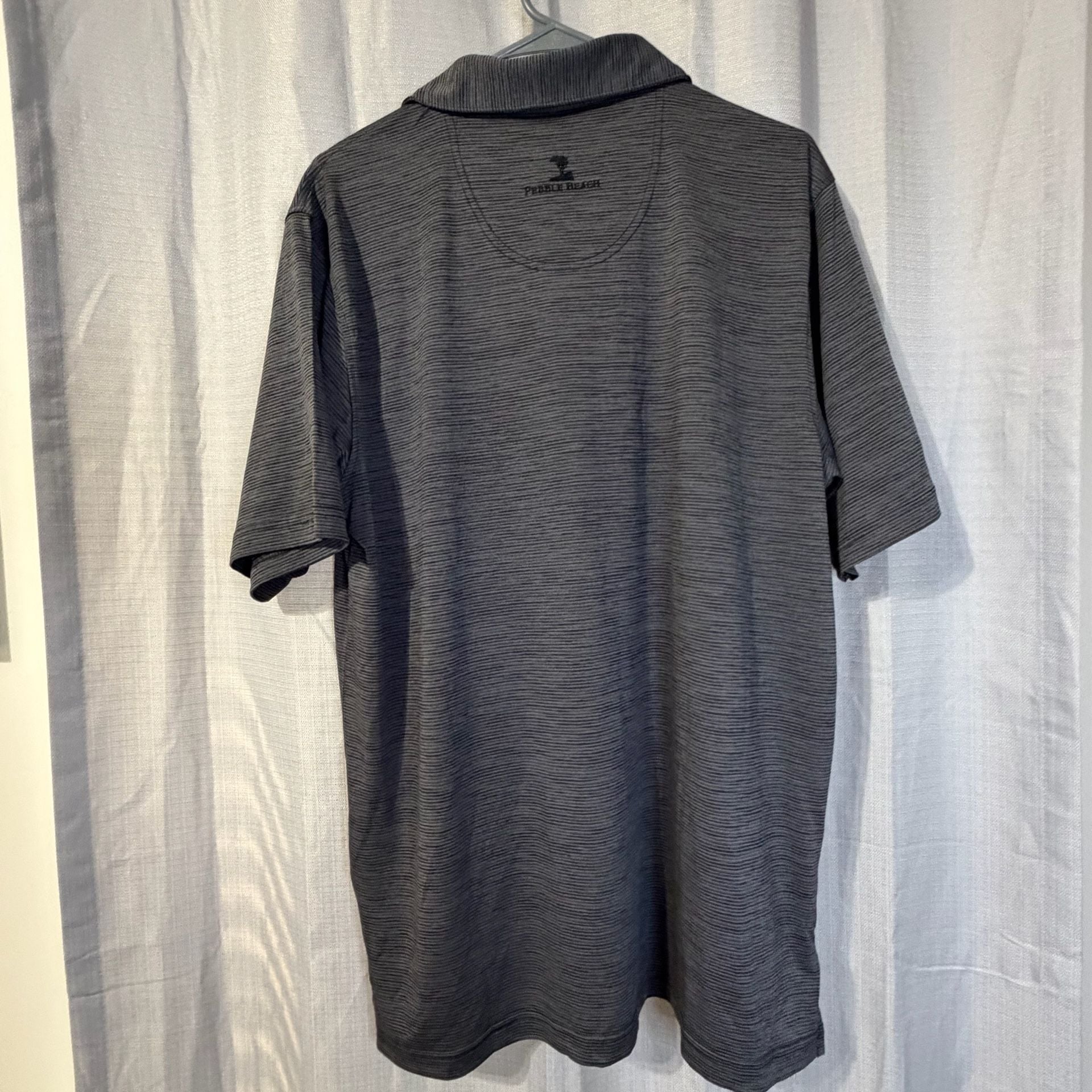 Pebble Beach Performance Heathered Gray Golf Polo Shirt Size L 8