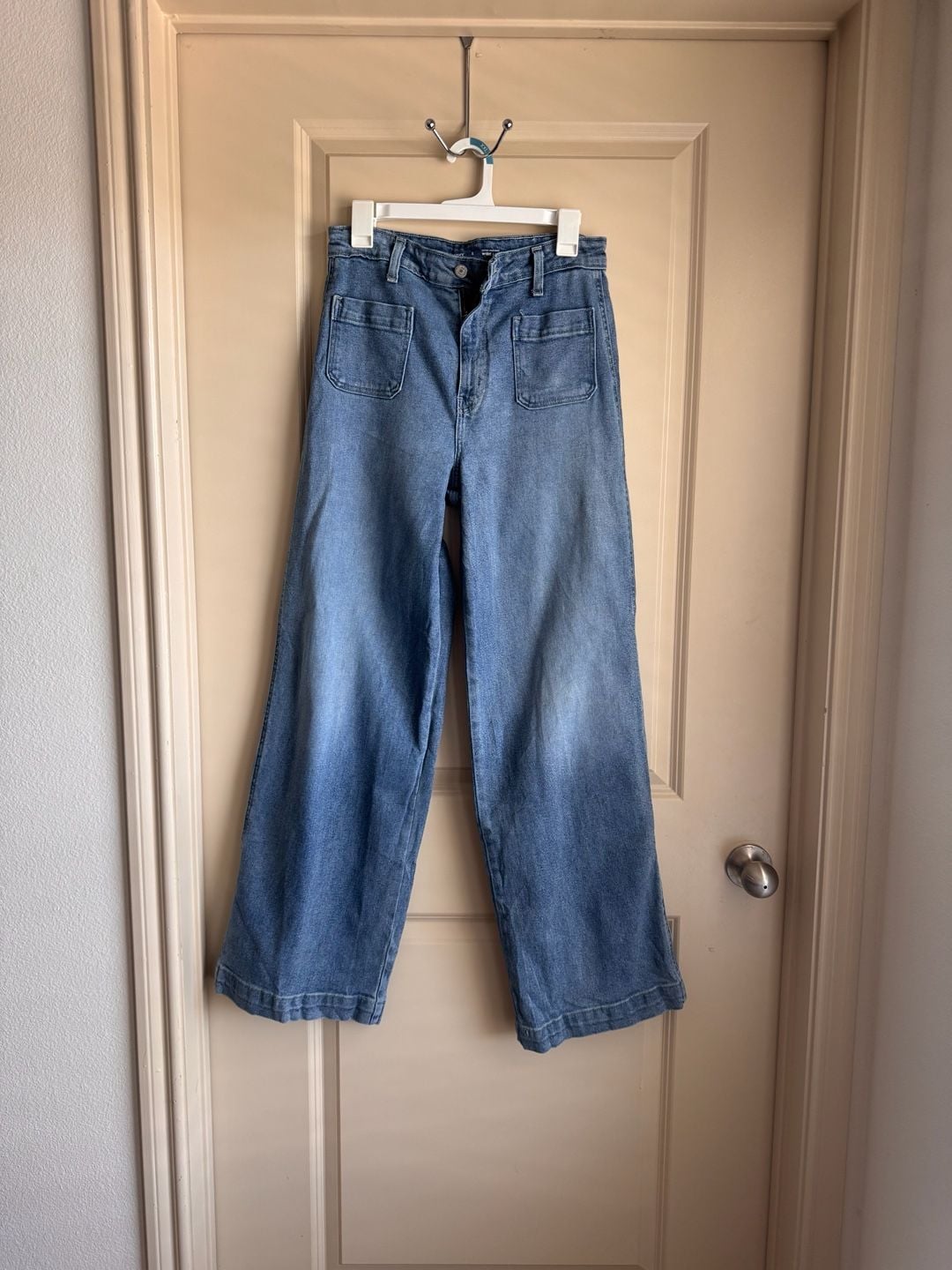 Old Navy Extra High-Rise Wide Leg Jeans Size 6 Patch Pocket Blue Denim 2