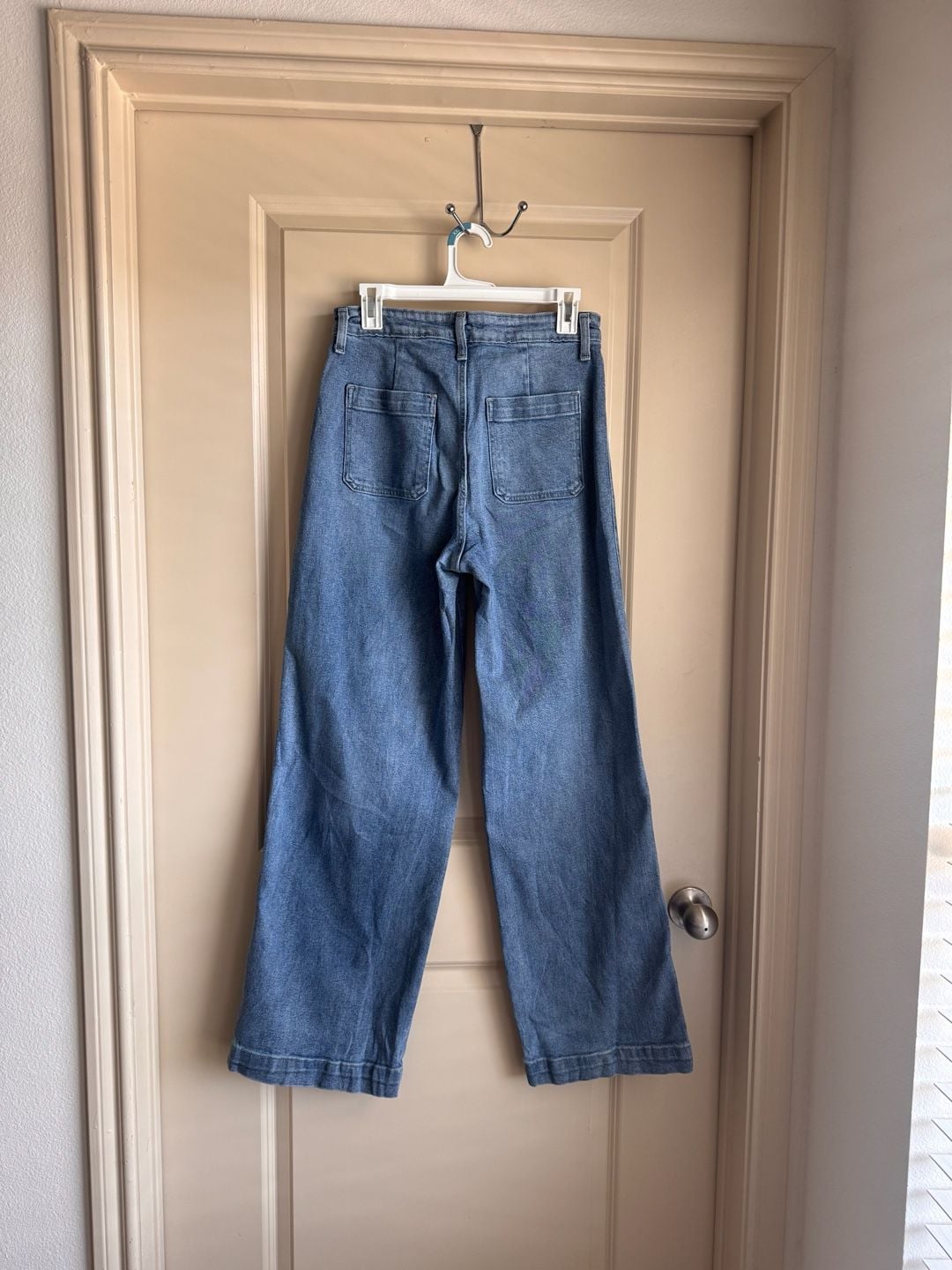 Old Navy Extra High-Rise Wide Leg Jeans Size 6 Patch Pocket Blue Denim 3