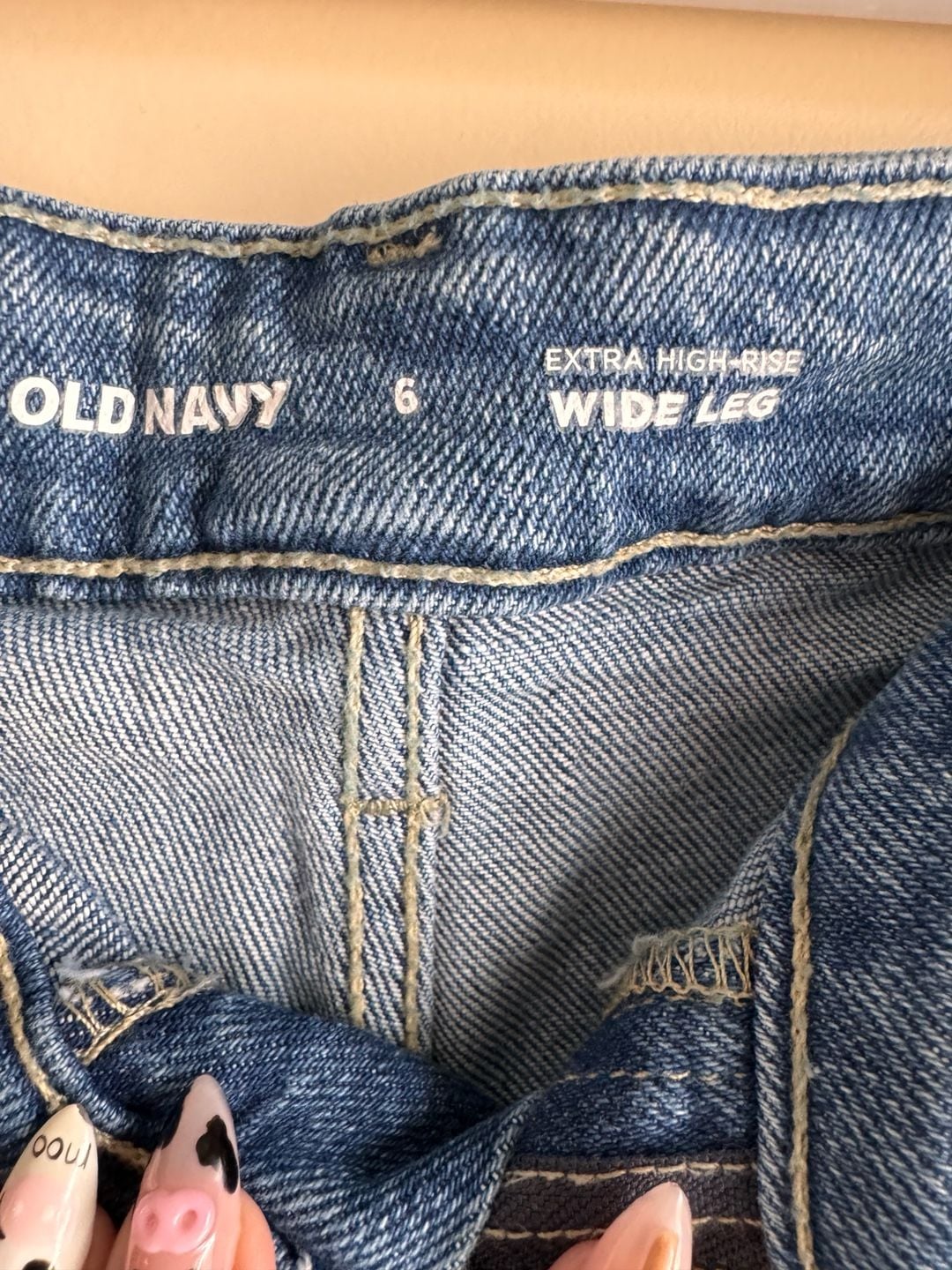 Old Navy Extra High-Rise Wide Leg Jeans Size 6 Patch Pocket Blue Denim 4
