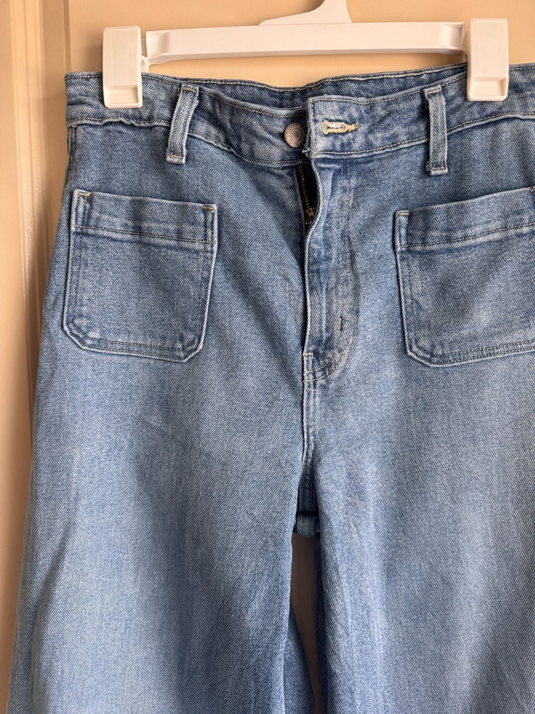 Old Navy Extra High-Rise Wide Leg Jeans Size 6 Patch Pocket Blue Denim 5