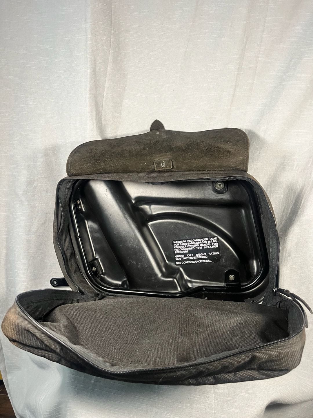Harley FXRS Convertible saddlebags FXR bags canvas/leather with hardware and rain covers.  7