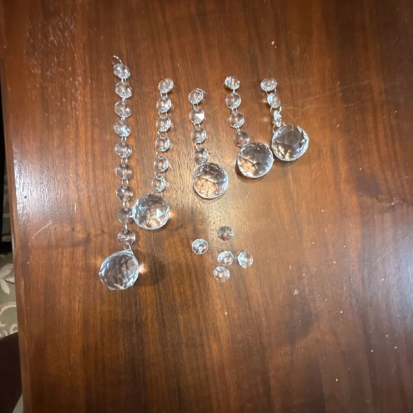 Vintage Crystal Chandelier Strands With Beads and Pear-Shaped Crystal Drops