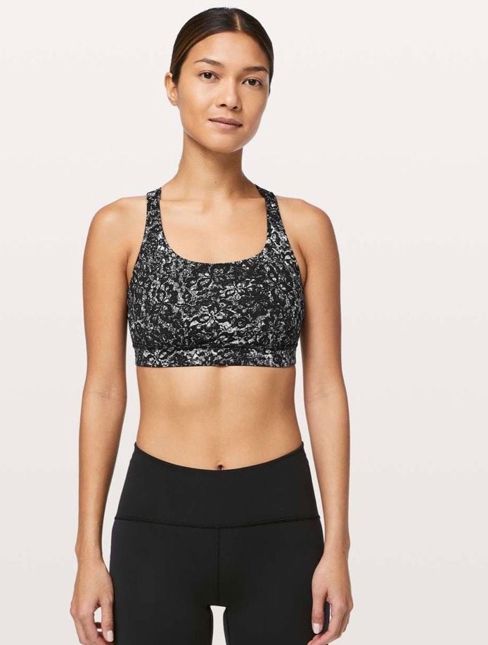 Lululemon Energy Bra Size 2 Black Gray Abstract Print Medium Support 2