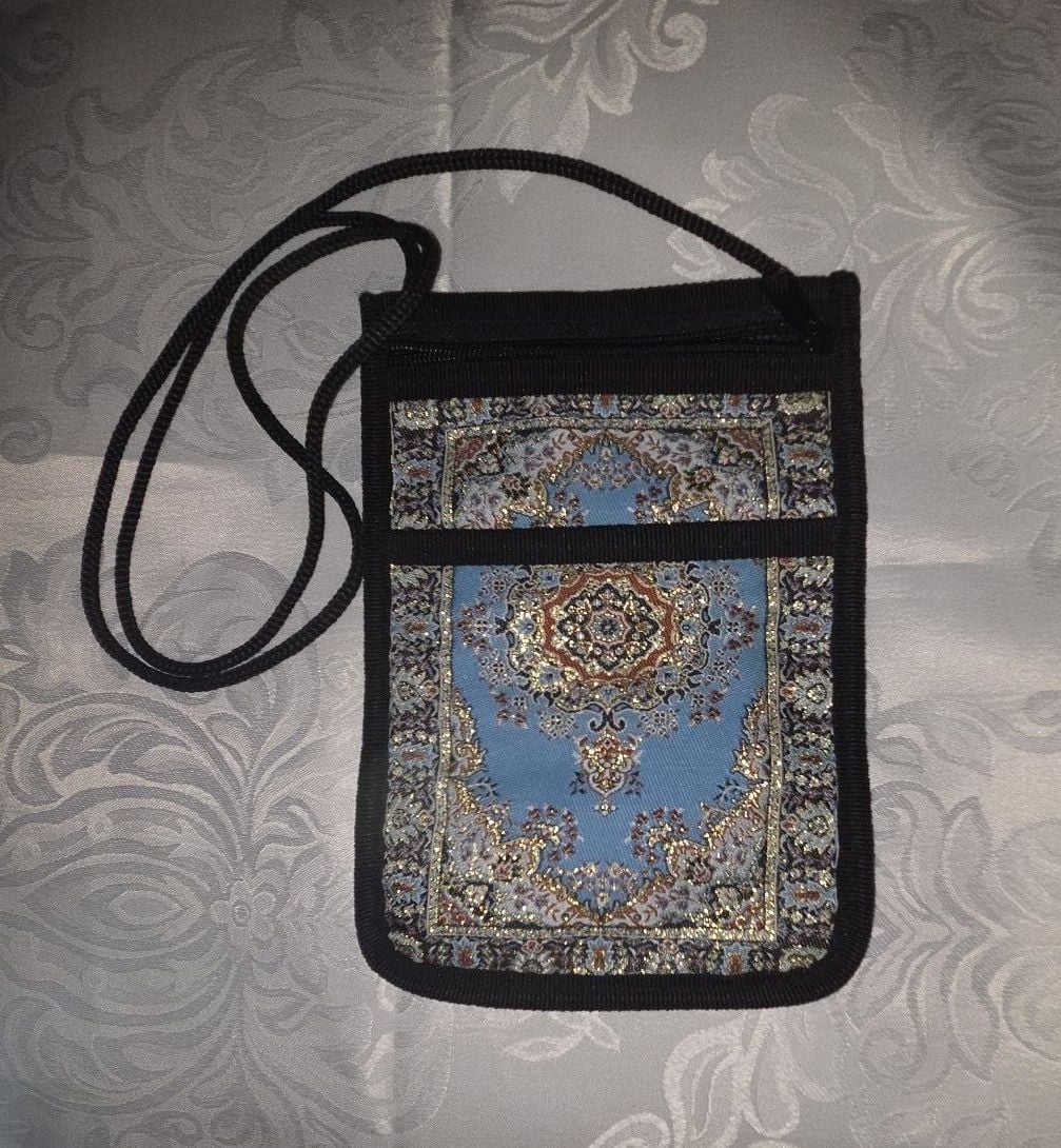 Turkish Kilim Passport Bag Boho Woven Crossbody Travel Pouch Ottoman Rug Design 2