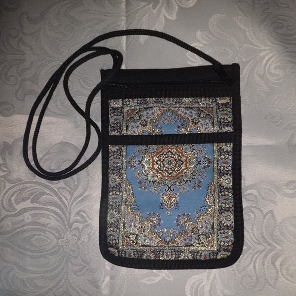 Turkish Kilim Passport Bag Boho Woven Crossbody Travel Pouch Ottoman Rug Design