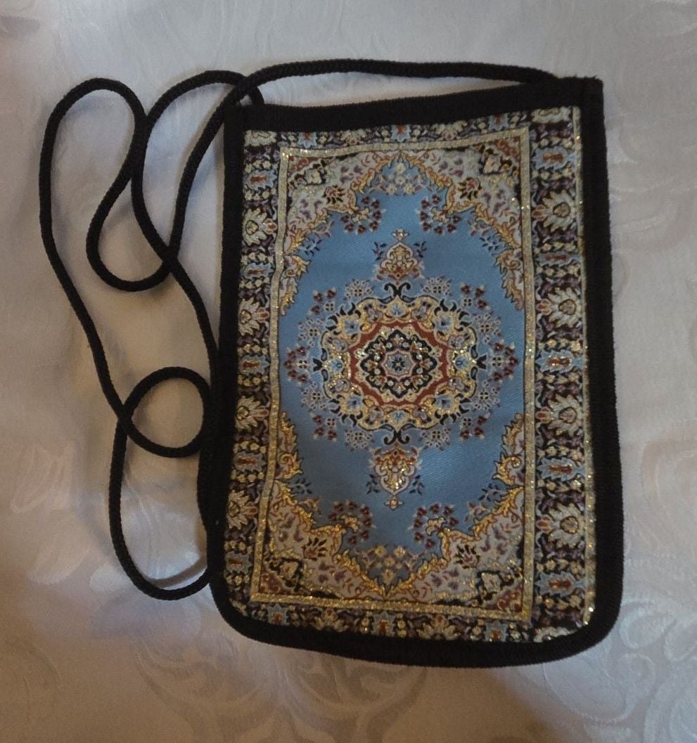 Turkish Kilim Passport Bag Boho Woven Crossbody Travel Pouch Ottoman Rug Design 3