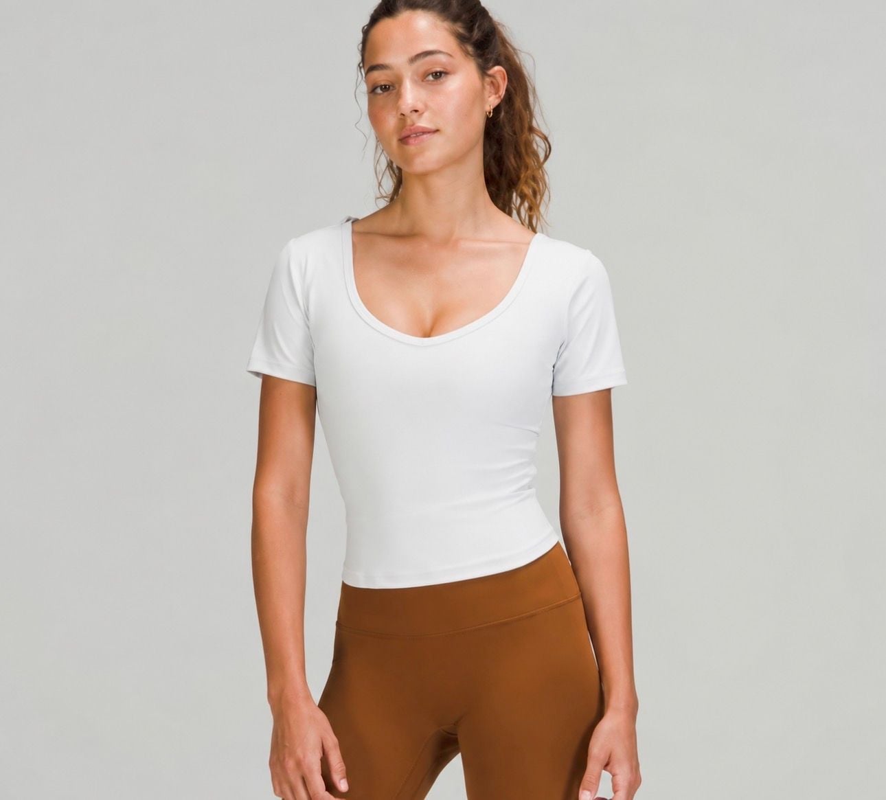 Lululemon Align T-Shirt White Nulu Crop Top Approx Size 4 2