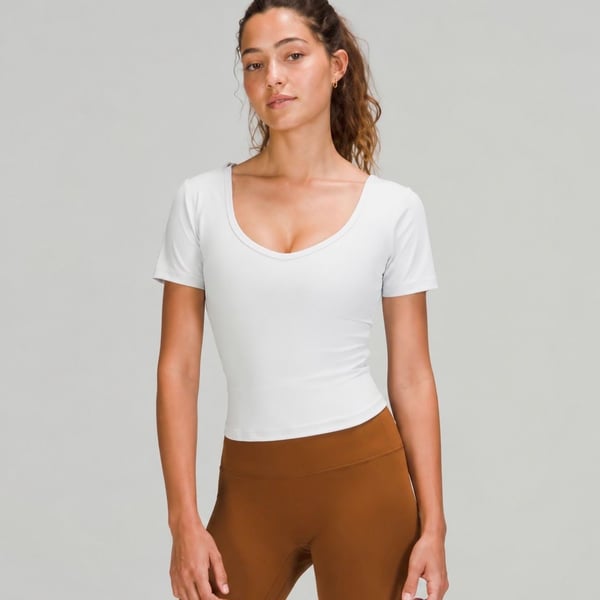 Lululemon Align T-Shirt White Nulu Crop Top Approx Size 4