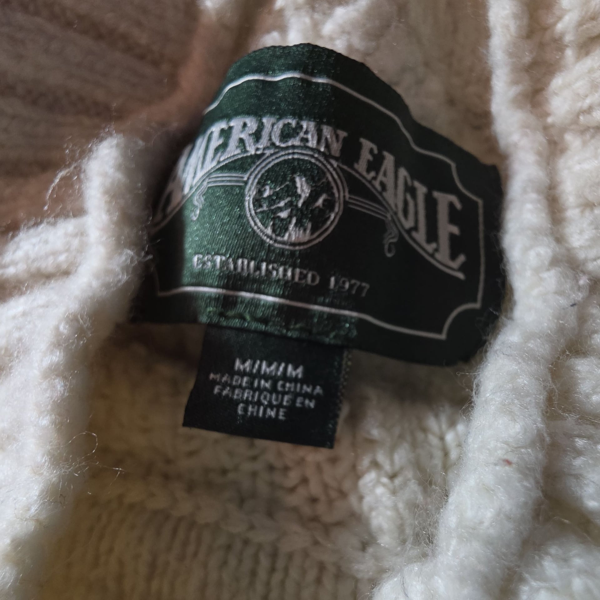 American Eagle Cream Chunky Cable Knit Fisherman Turtleneck Sweater 3