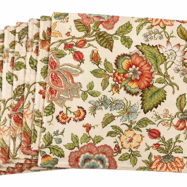 Amara Floral Quilted Cotton Placemats Set of 6